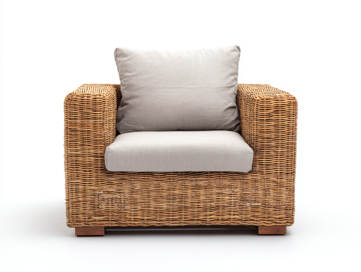 Polyrattan Gartensessel Rattanoptik 75x70x75 cm Naturfarbe Beige - geeignet für Garten - Modernes Design-Cozymyshop