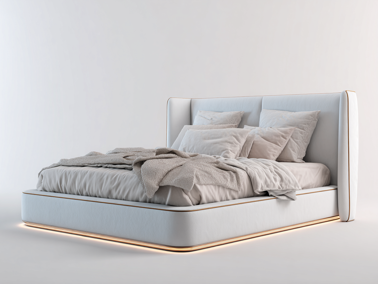 Doppelbett Polsterbett Kunstleder 200x180x110 cm Weiß - geeignet für Schlafzimmer - Modernes Design-Cozymyshop