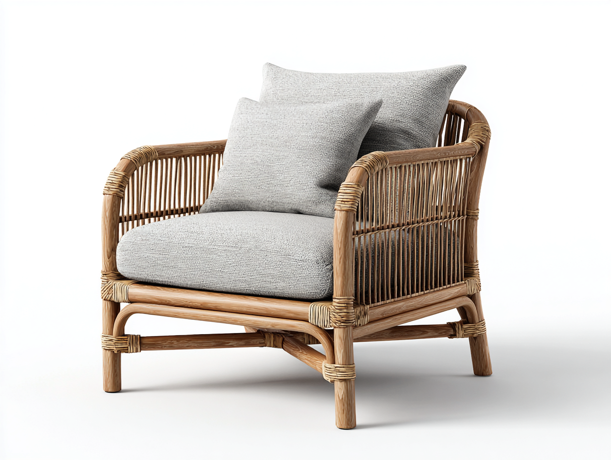 Polyrattan Gartensessel mit Kissen 80x75x85 cm - natur-grau - modernes Design-Cozymyshop