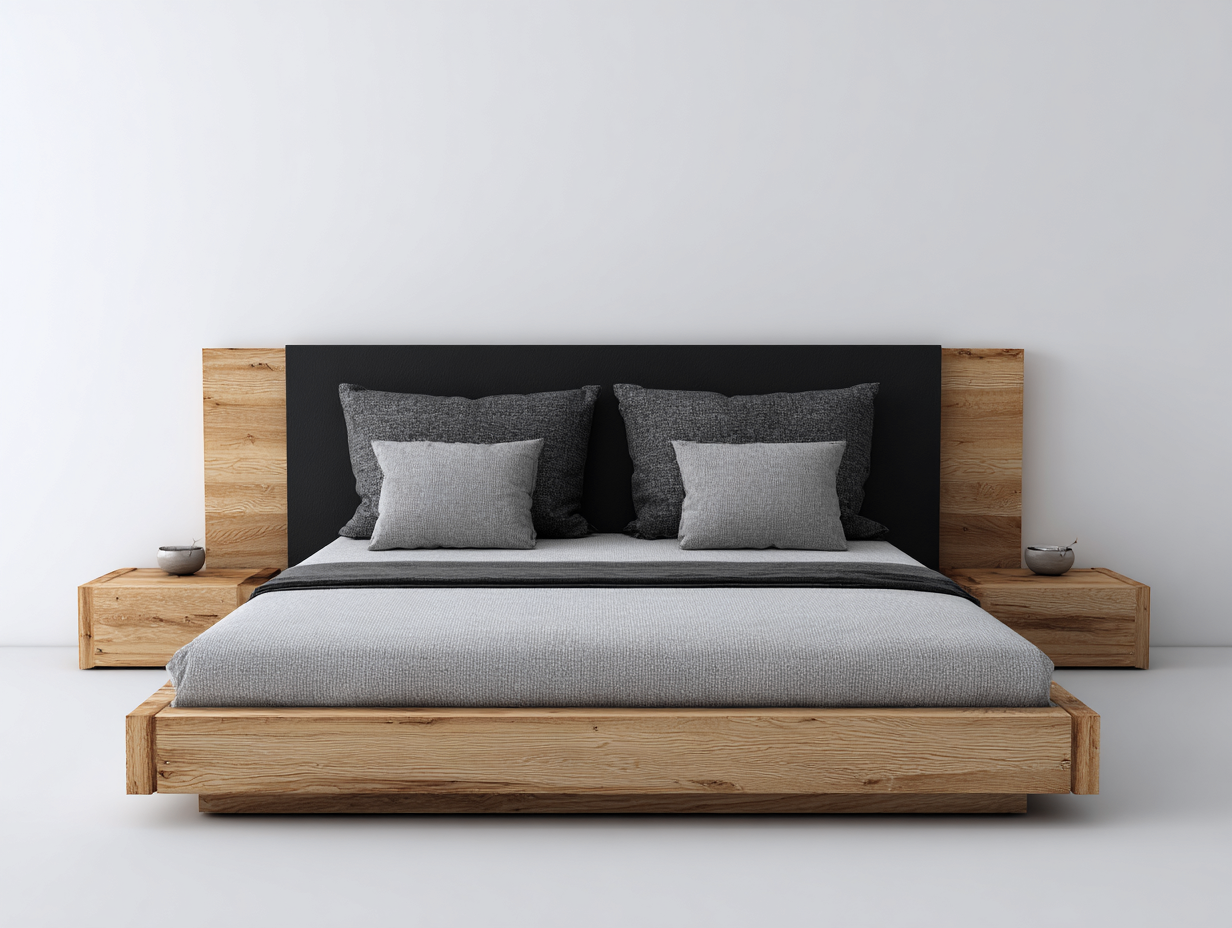 Doppelbett Holz 200x180x100 cm Braun Schwarz - Modernes Design-Cozymyshop