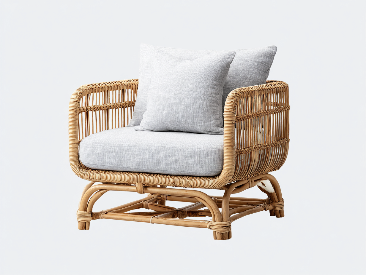 Polyrattan Gartensessel 85x75x80 cm - Natur-Weiß - Mit Sitzkissen und Rückenpolster - Modernes Design für Garten-Cozymyshop