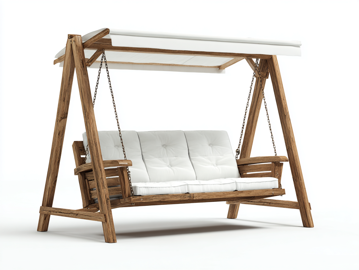 Gartenschaukeln Holz 180x120x170 cm Braun Weiß - Mit Sonnendach und Sitzkomfort-Cozymyshop