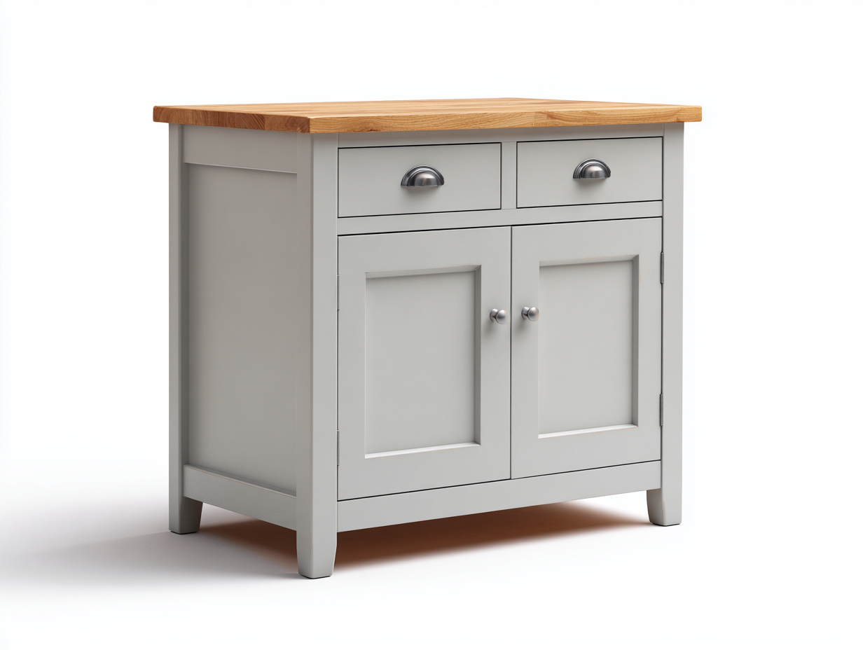 Sideboards Holz mit 2 Türen und 2 Schubladen 100x45x85 cm - grau-braun - klassisches Design-Pinegetloft