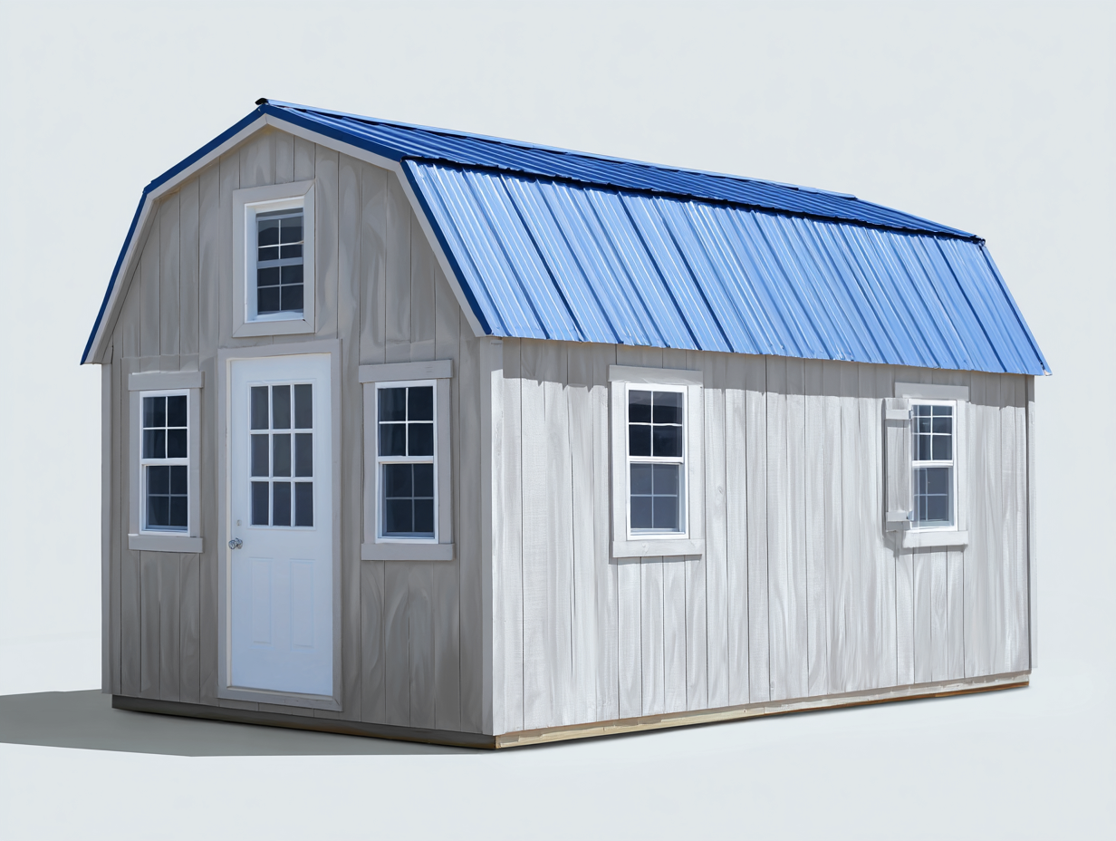 Gartenhäuser Holz mit Metall­dach 300x250x260 cm - weiß-blau - klassisches Design-Pinegetloft