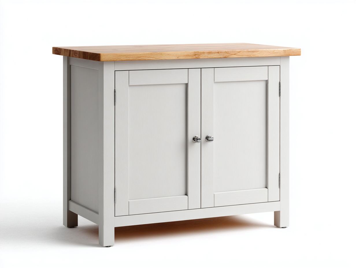 Sideboard Holz 90x40x80 cm - Grau-Originalholz - Mit 2 Türen - Klassisches Design für Wohnzimmer und Esszimmer-Pinegetloft