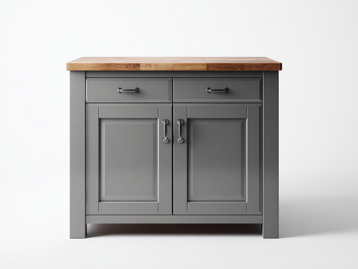 Sideboards Holz mit 2 Türen und 2 Schubladen 100x45x85 cm - grau-braun - klassisches Design-Pinegetloft