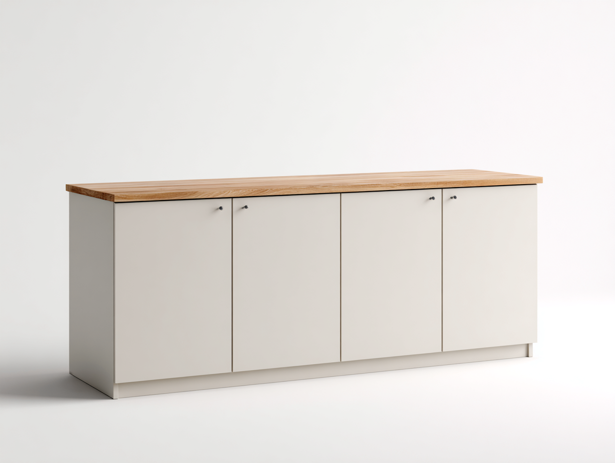 Sideboards Holz 180x45x80 cm - Weiß-Braun - Modernes Design-Pinegetloft