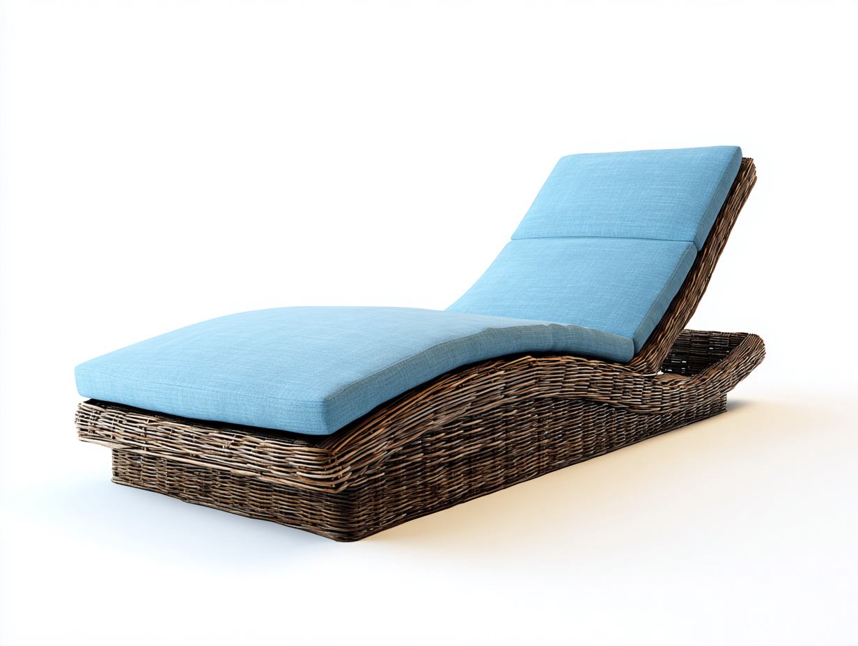 Sonnenliege Polyrattan 200x70x85 cm Braun Blau - geeignet für Garten - Modernes Design-Pinegetloft