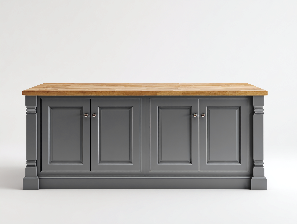 Sideboard Holz 180x45x85 cm - Grau-Originalholz - Mit 4 Türen - Klassisches Design für Wohnzimmer und Esszimmer-Pinegetloft