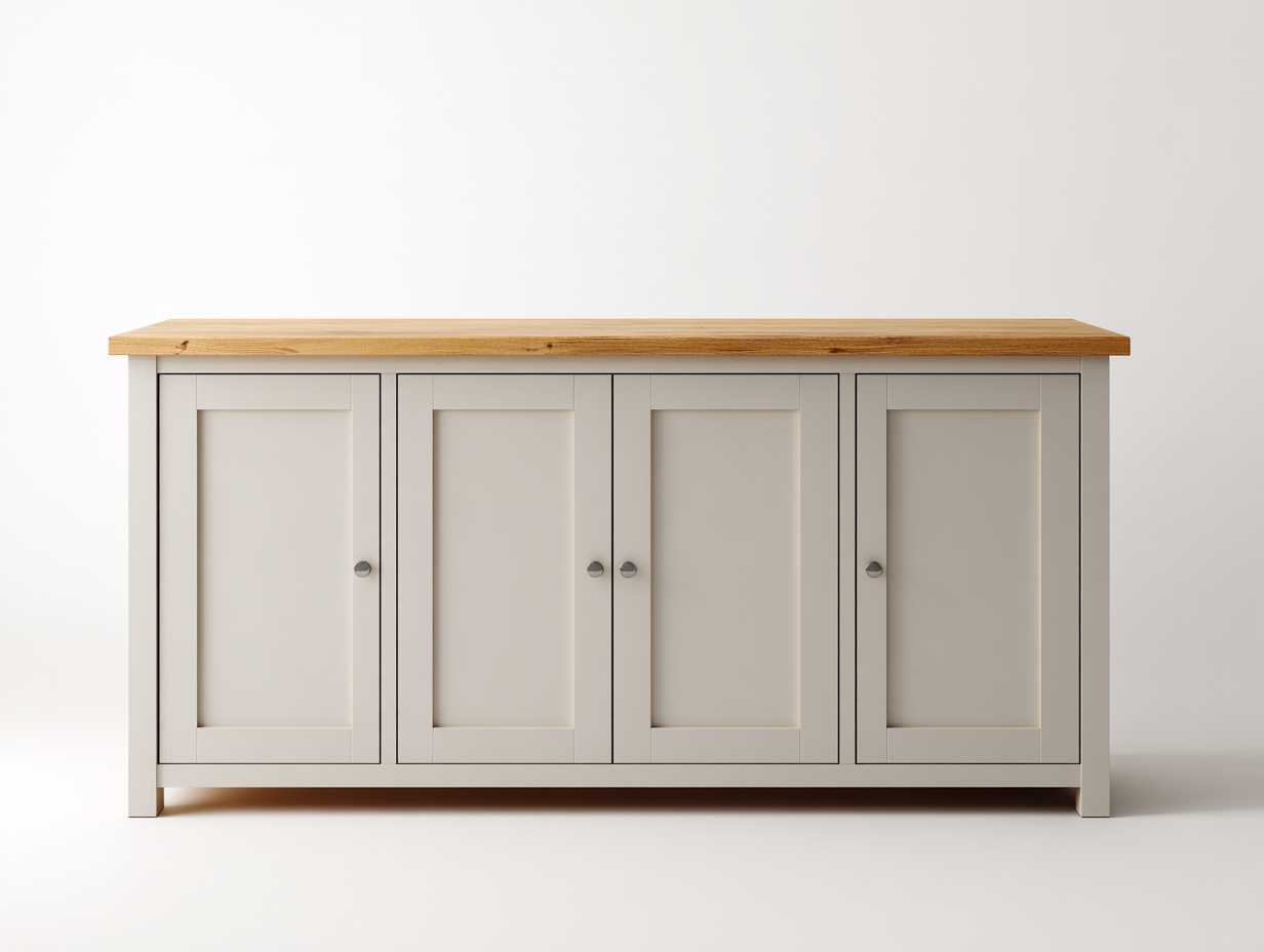 Sideboards Holz mit 4 Türen 180x45x85 cm - grau-braun - klassisches Design-Pinegetloft