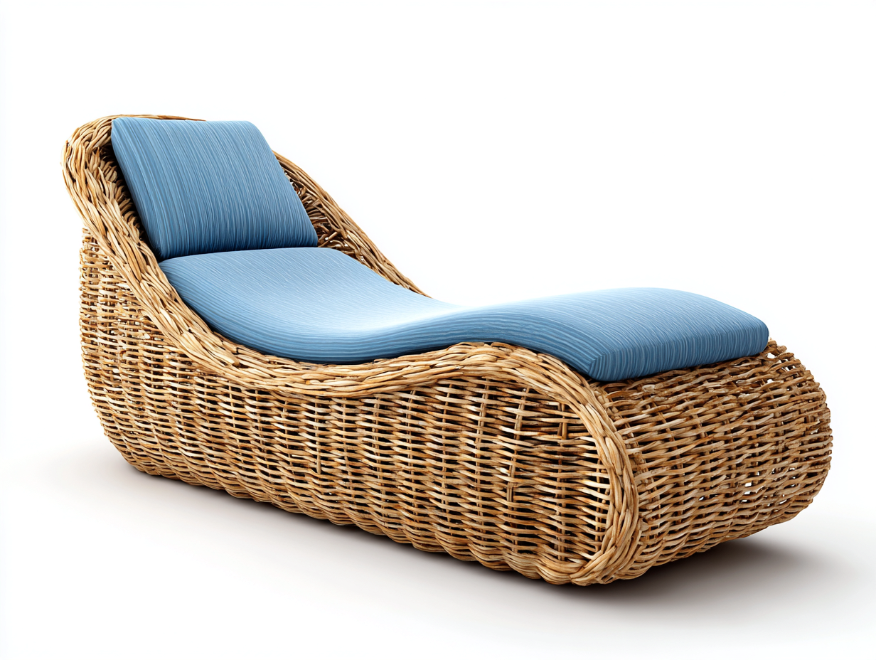 Sonnenliege Polyrattan 190x70x85 cm - Braun-Blau - Modernes Design-Pinegetloft