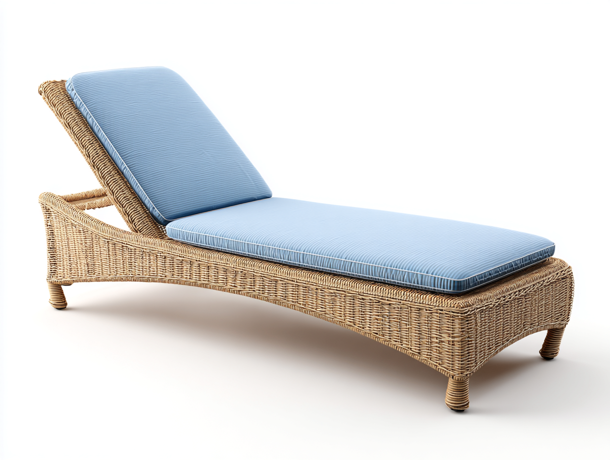 Sonnenliege Rattan 200x70x85 cm - Blau-Beige - Verstellbare Rückenlehne - Modernes Design für Garten-Pinegetloft