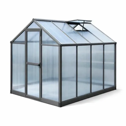 Gewächshaus aus Aluminium und Polycarbonat 250x190x195 cm-decofetra