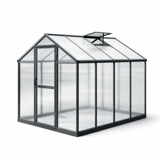 Gewächshaus Aluminium Polycarbonat Schwarz/Transparent 250x200x200cm-decofetra