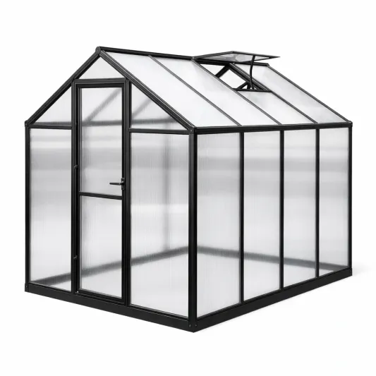 Gewächshaus Aluminium Polycarbonat 4 mm Schwarz/Transparent-decofetra