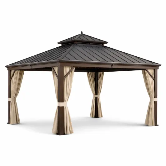 Aluminium-Pavillon 300x400 cm mit Polyester-Vorhängen-decofetra