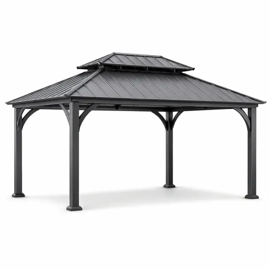 Gartenpavillon aus Aluminium mit Stahlrahmen Grau 400x300 cm-decofetra