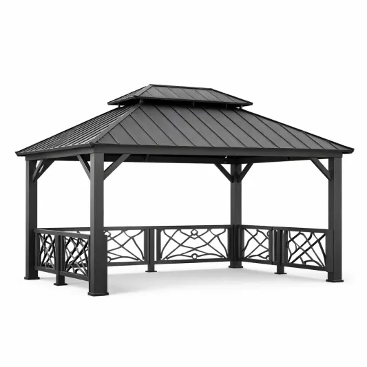 Stahl Pavillon 400x300 cm Grau-decofetra