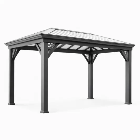 Gartenpavillon aus Aluminium mit Polycarbonatdach Grau 300x400 cm-decofetra