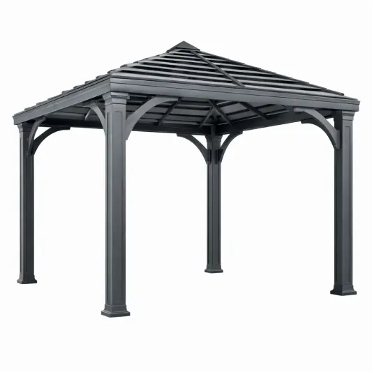Gartenpavillon aus Aluminium 3x3 m Stahlgrau-decofetra