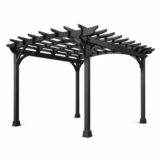 Metall Pergola aus pulverbeschichtetem Stahl Schwarz 300x300x230 cm-decofetra
