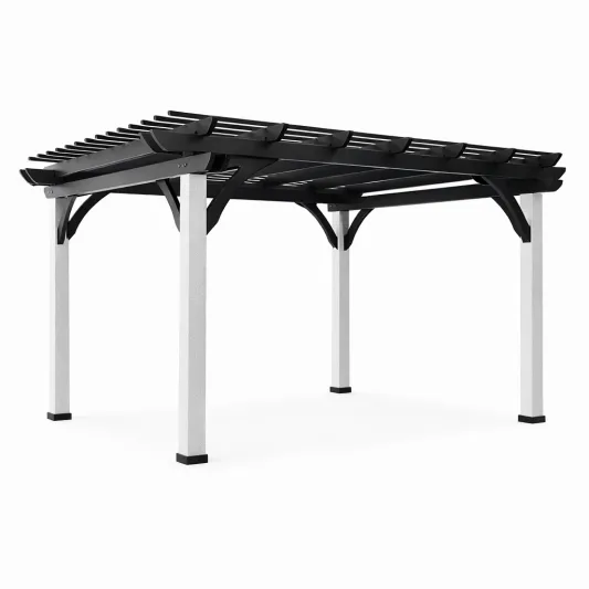 Aluminium Pergola Schwarz Silber 300x300x230 cm-decofetra