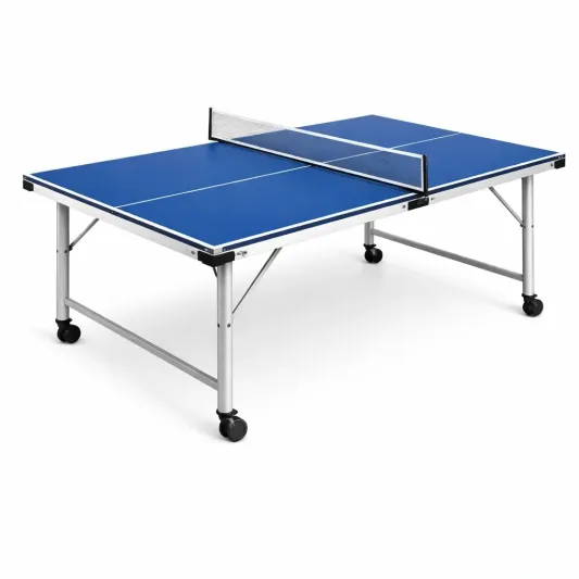 Tischtennisplatte aus MDF und Aluminium Blau mit Rädern-decofetra