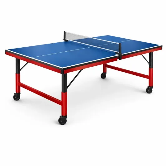 Klappbare Tischtennisplatte aus MDF mit Stahlgestell Blau/Rot-decofetra