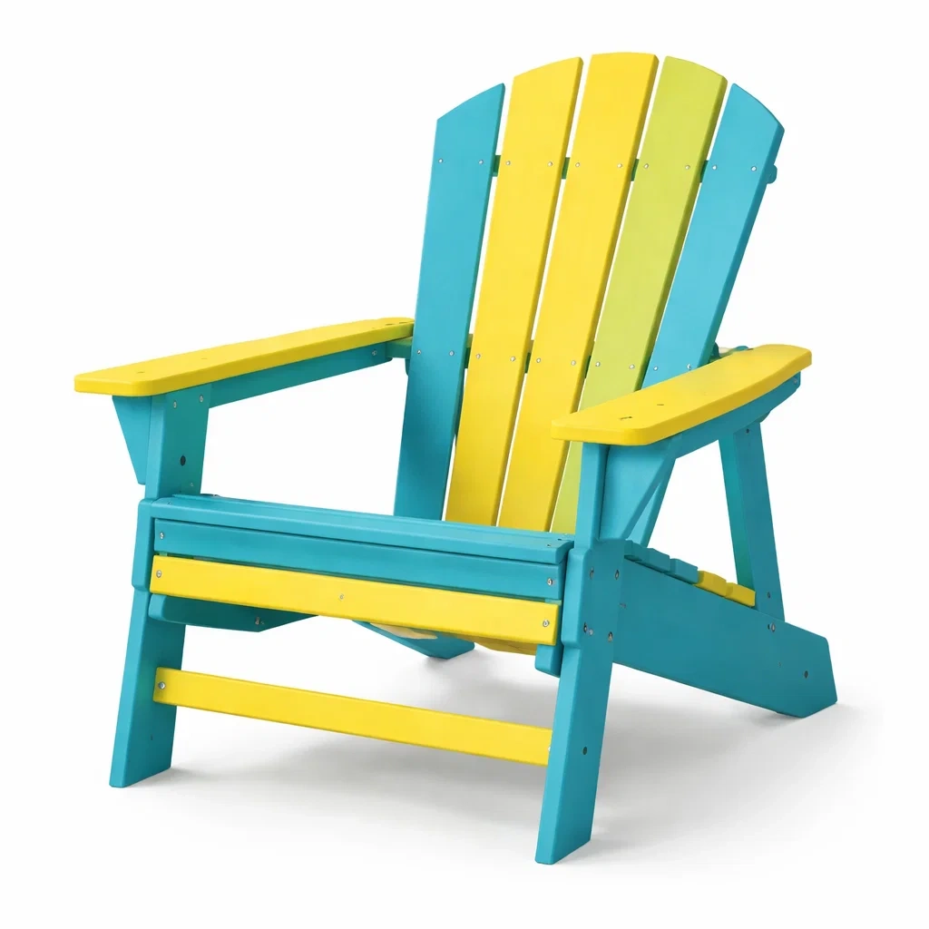 Adirondack Stuhl Holz Blau/Gelb 85x75x90cm-decofexa