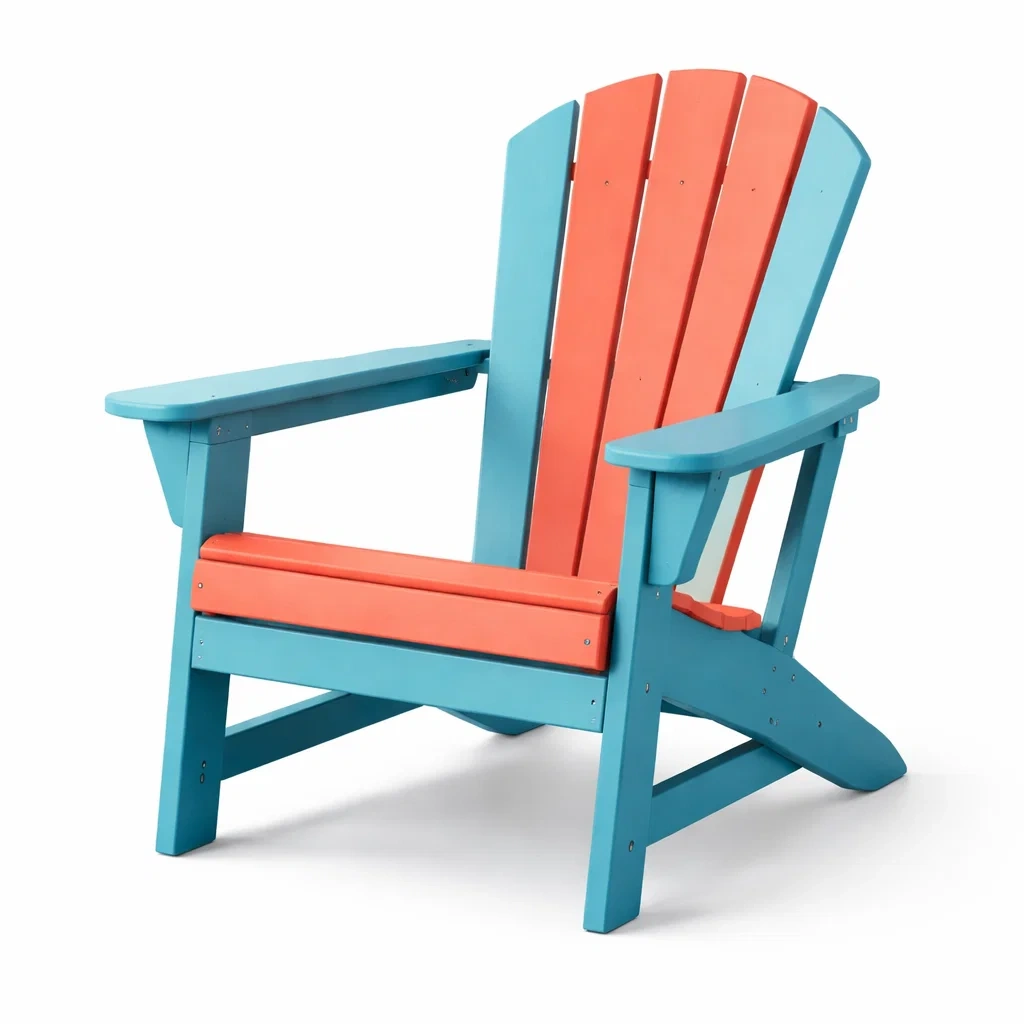 Adirondack Stuhl aus HDPE Kunststoff Blau/Rot 80 cm x 76 cm x 95 cm-decofexa