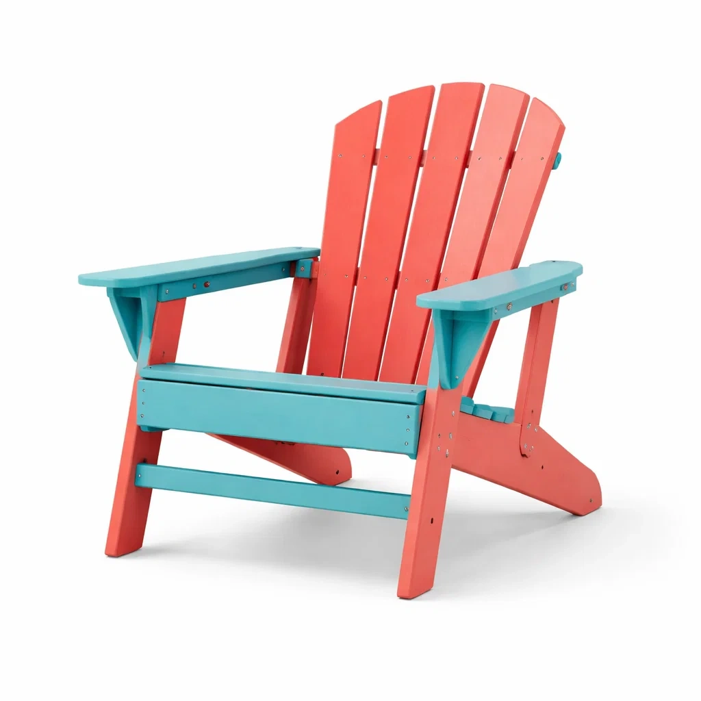 Adirondack Stuhl Massivholz Rot/Türkis-decofexa