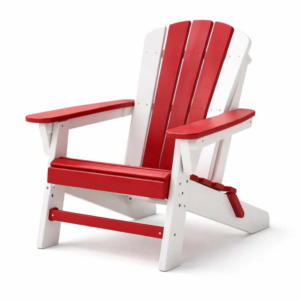 Adirondack Loungestuhl Kunststoff Rot/Weiß-decofexa