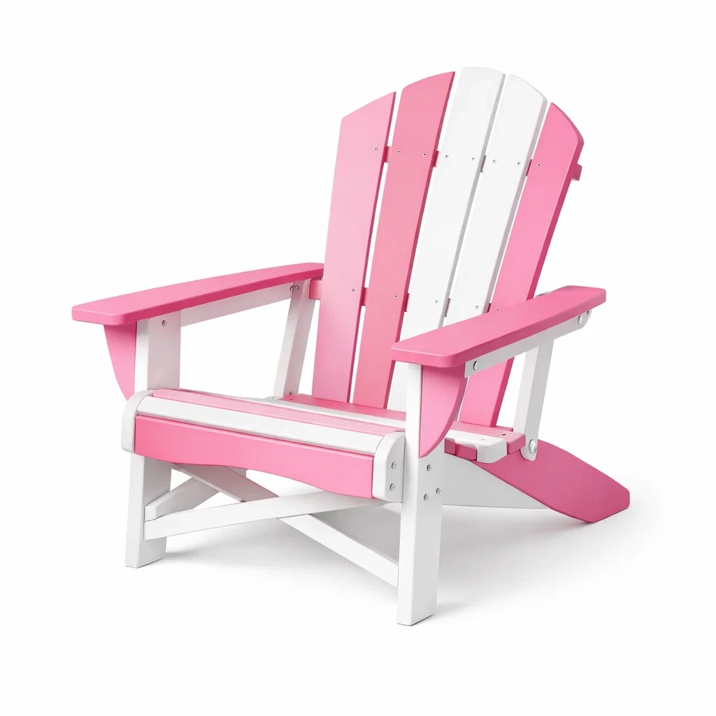 HDPE Adirondack Stuhl Rosa/Weiß-decofexa