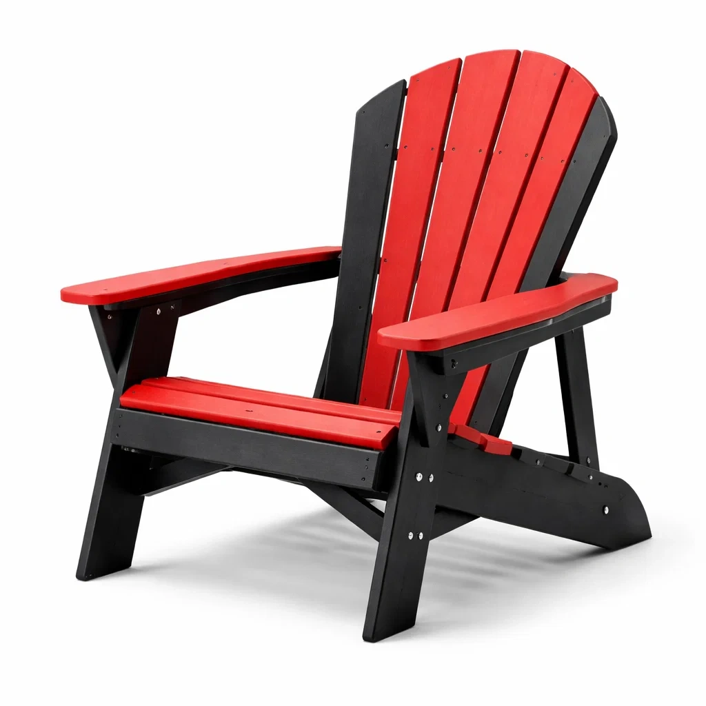Kunststoff Adirondack Stuhl Rot/Schwarz-decofexa