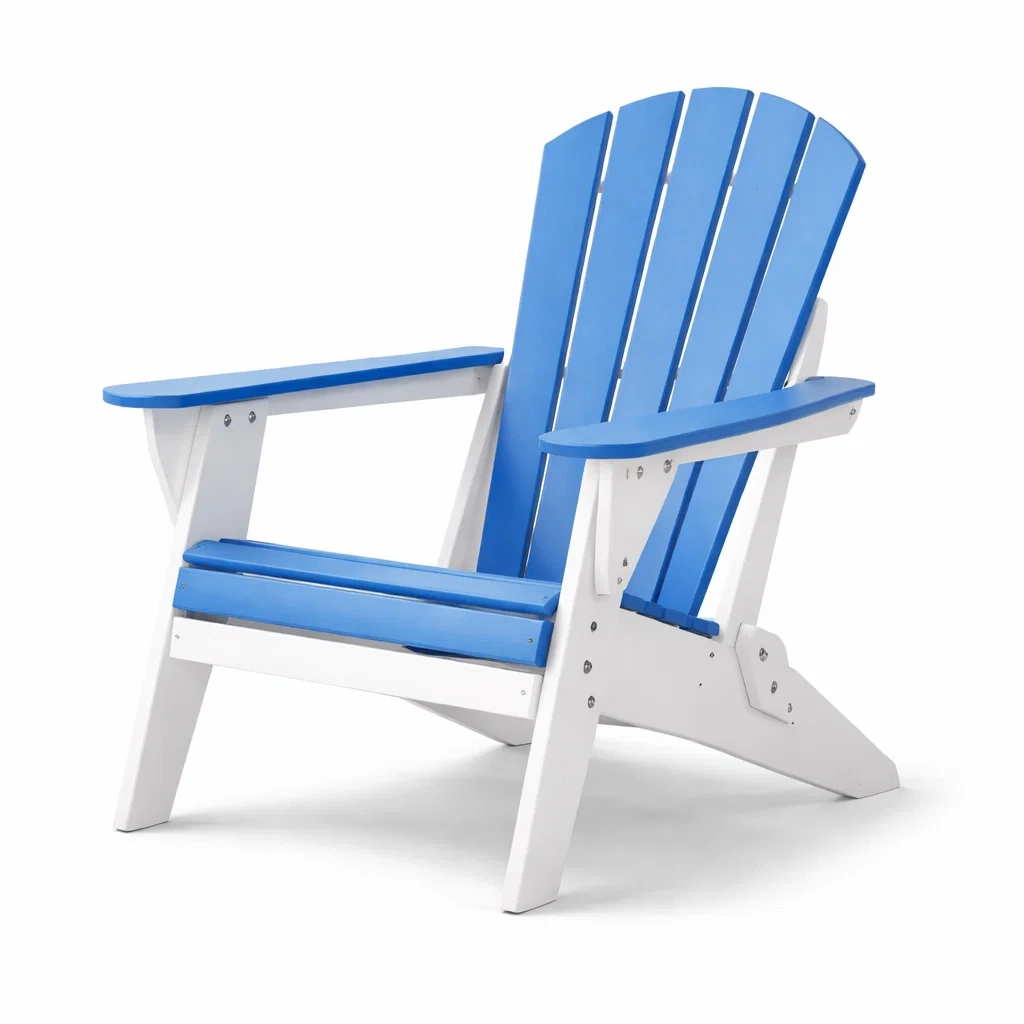 Adirondack Gartenstuhl Kunststoff Blau Weiß-decofexa