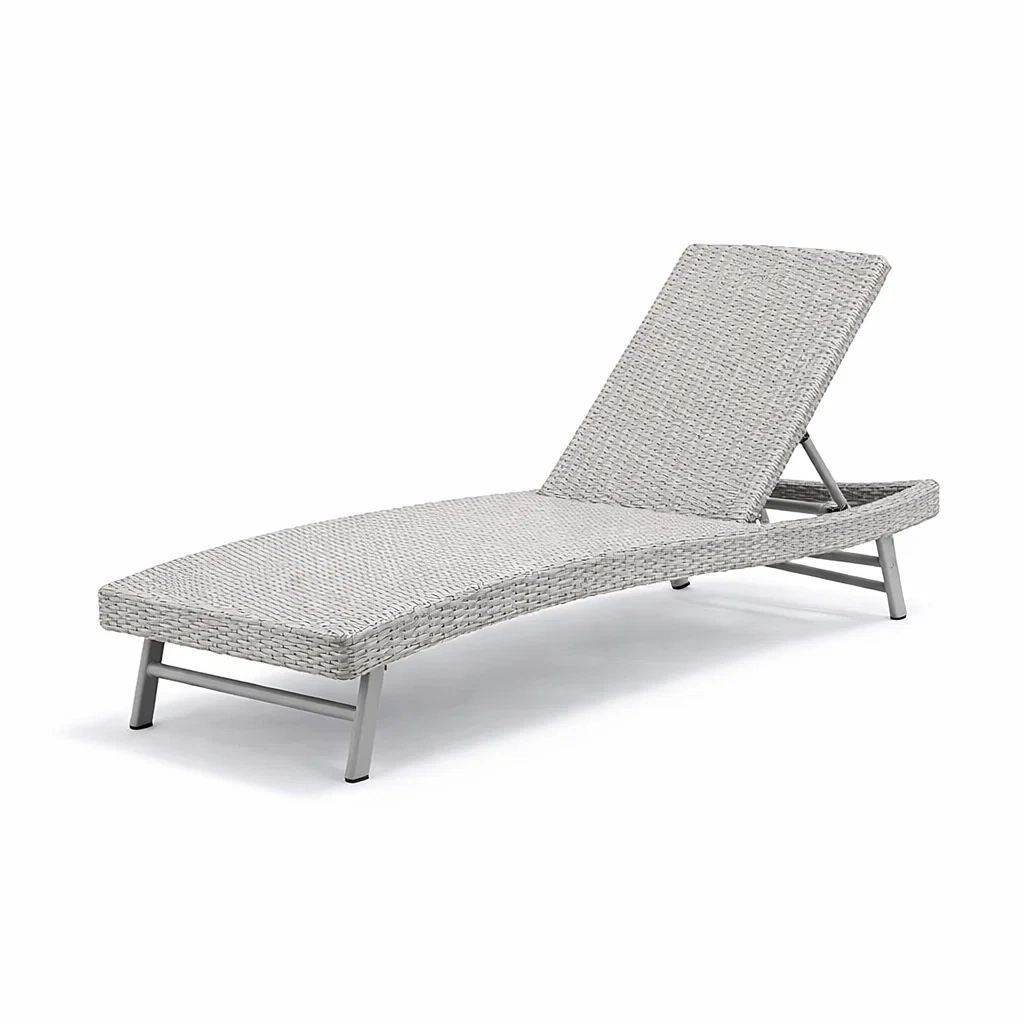 Gartenliege Polyrattan Aluminium Mittelgrau Verstellbar 200 cm-decofexa