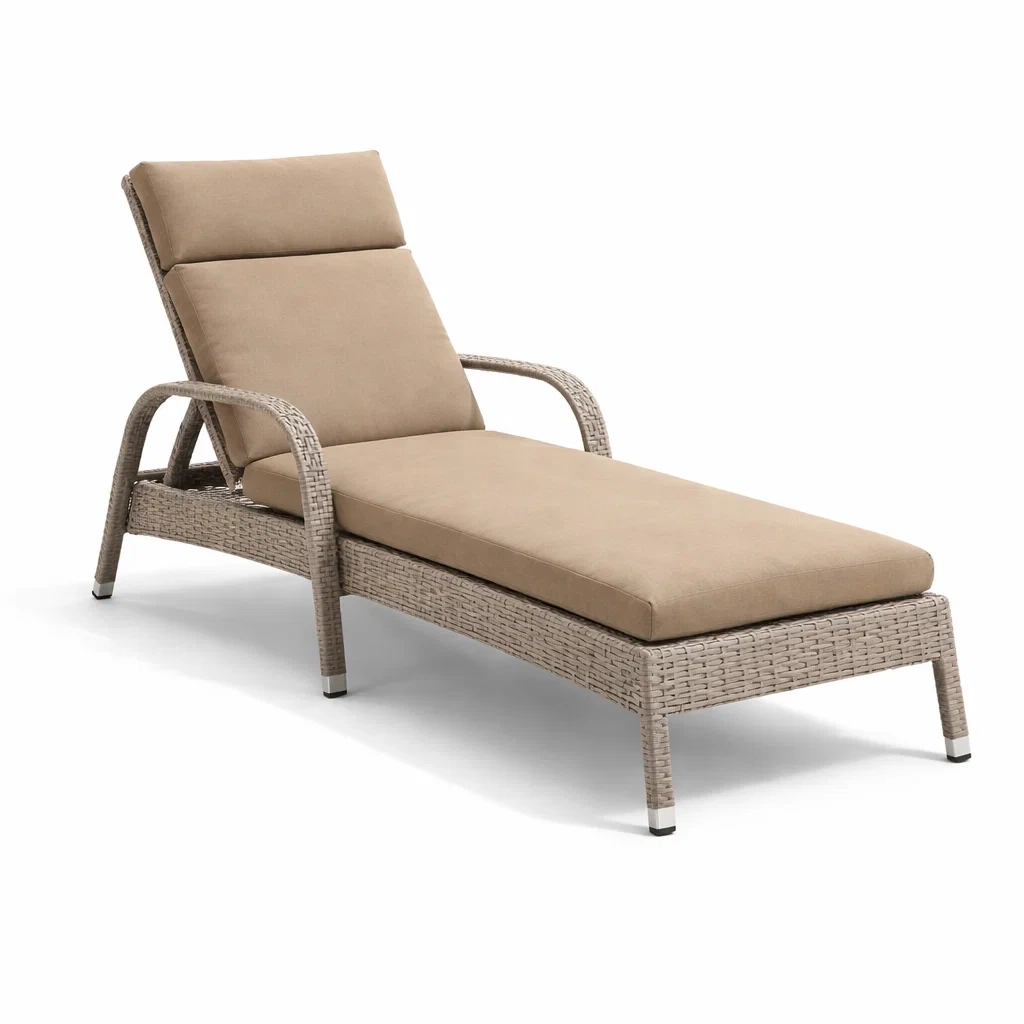 Gartenliege Aluminium Polyrattan Verstellbar Beige-decofexa