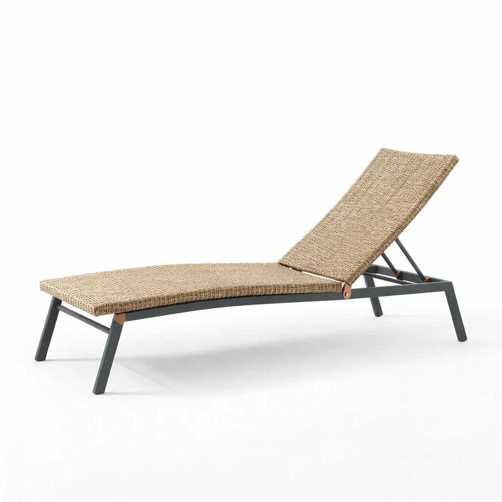 Gartenliege Polyethylengeflecht Aluminium Beige-decofexa