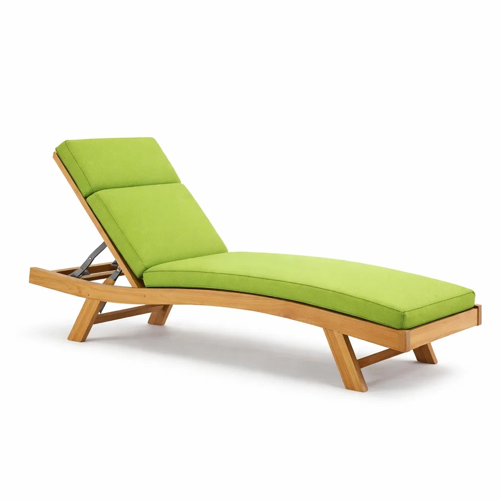 Gartenliege Holz mit Grünem Bezug-decofexa