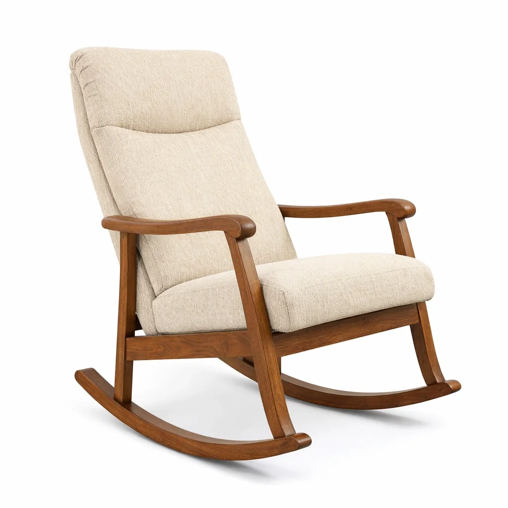 Schaukelstuhl Holz Beige Polyester-decofexa