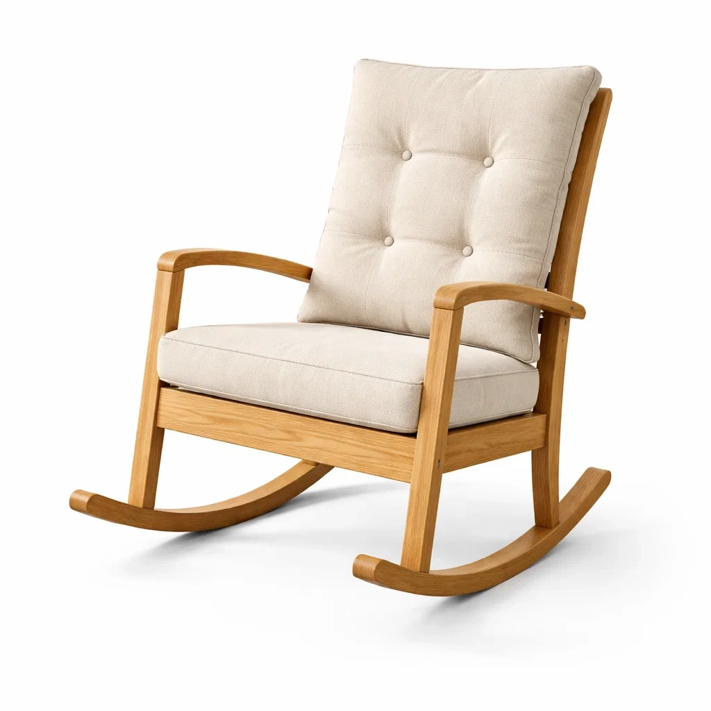 Schaukelstuhl Holz Natur/Beige-decofexa