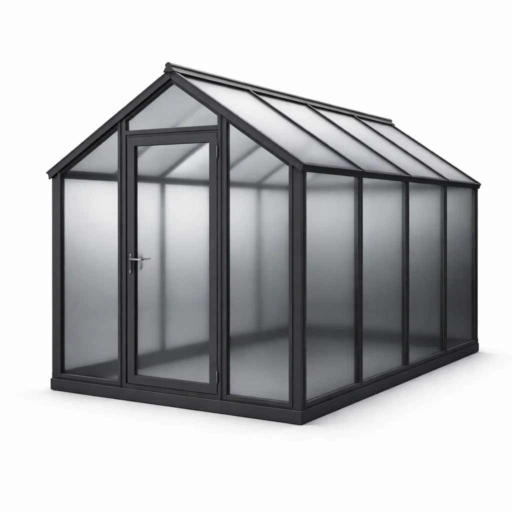 Gewächshaus Aluminium Polycarbonat Schwarz 250x190x195cm-decofexa