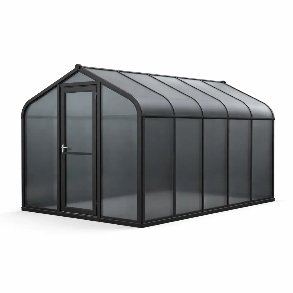 Gewächshaus Aluminium Polycarbonat 250x185x195 cm Schwarz-decofexa