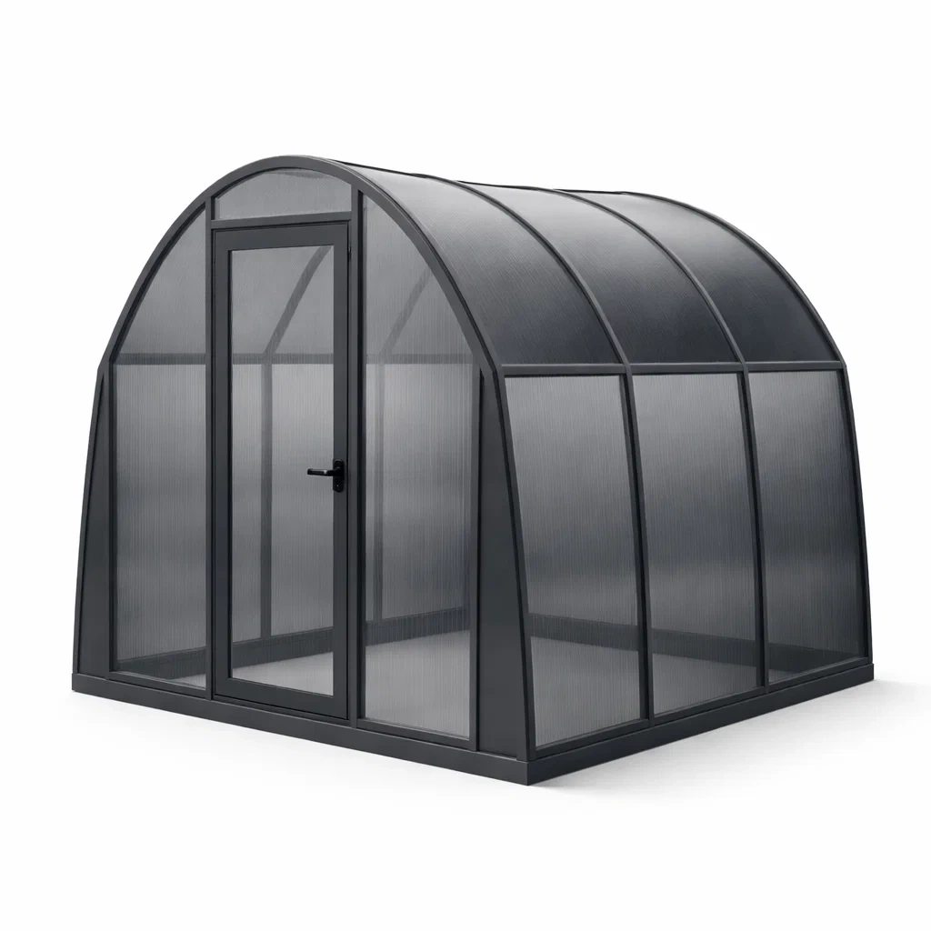 Gewächshaus aus Polycarbonat und Aluminiumrahmen Grau-decofexa