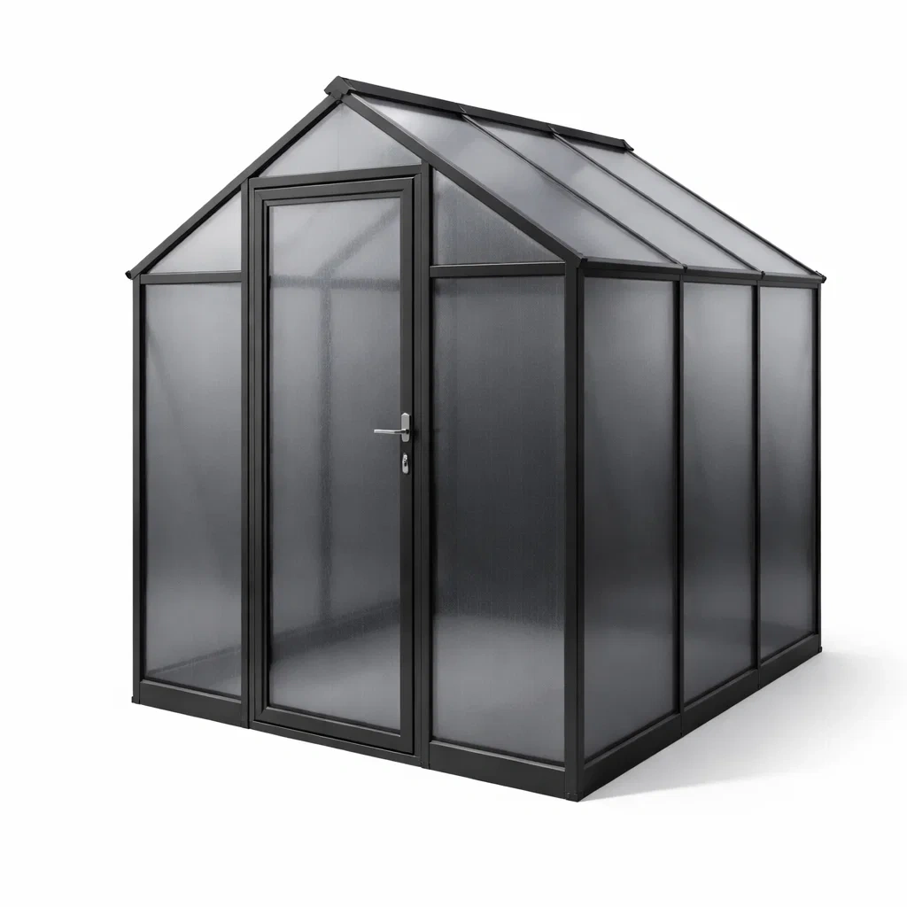 Gewächshaus Aluminium Polycarbonat Schwarz 250x200x210 cm-decofexa