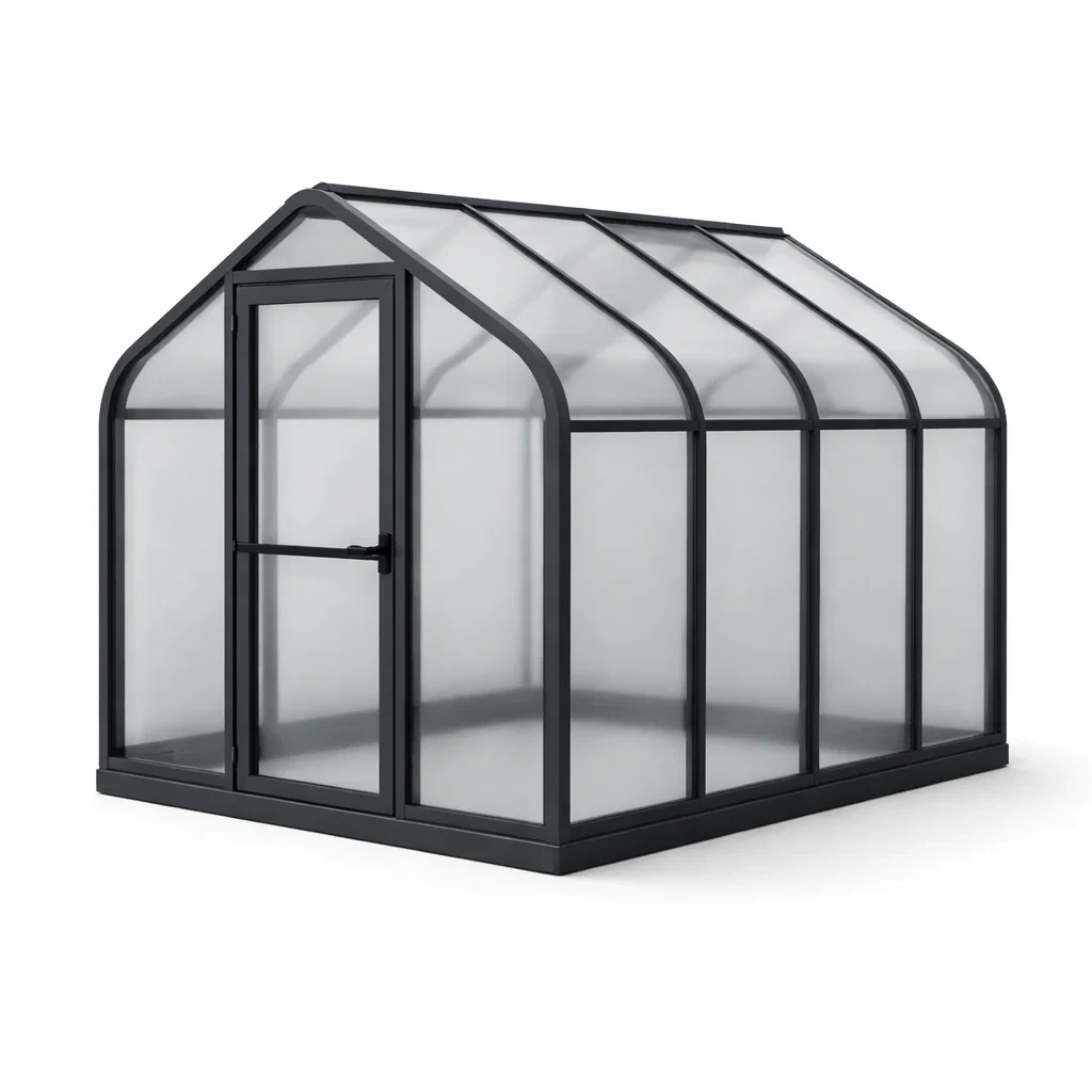 Gewächshaus Aluminium Polycarbonat Grau 190x190x200cm-decofexa