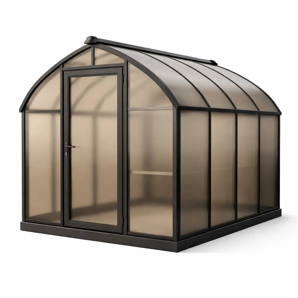 Gewächshaus aus Polycarbonat und Aluminium 300x250x200 cm Schwarz-decofexa