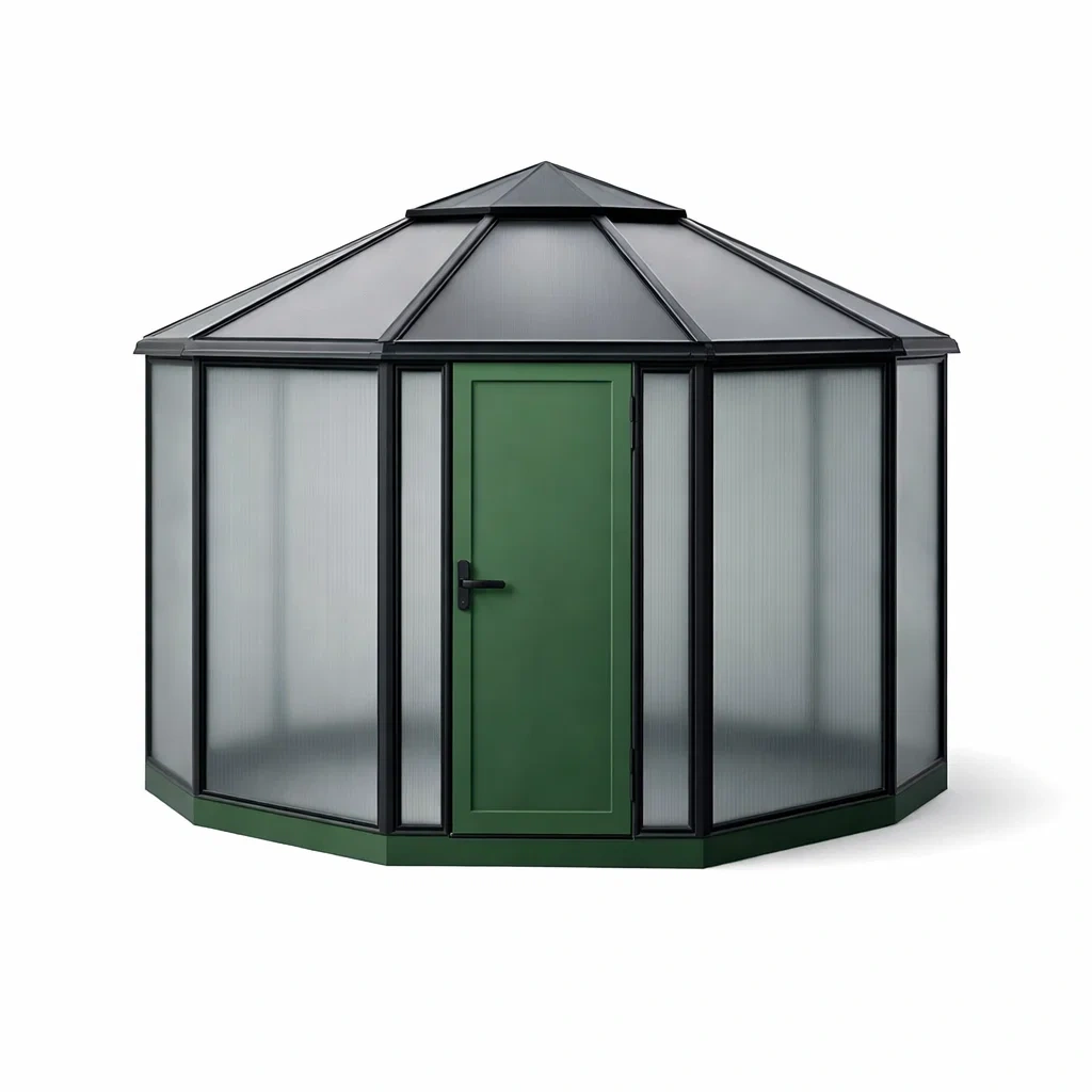 Gewächshaus Aluminium Polycarbonat Grün/Schwarz-decofexa