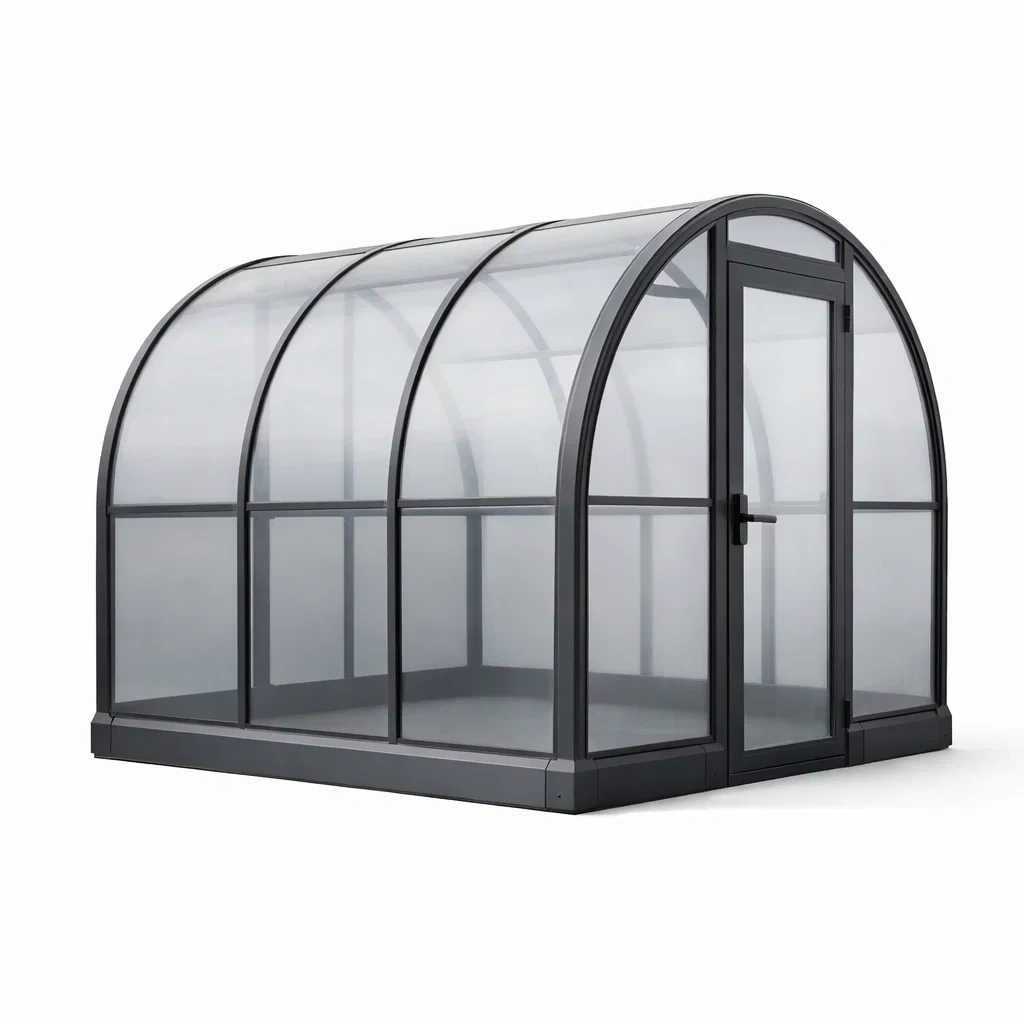 Aluminium Gewächshaus mit Polycarbonat Grau-decofexa