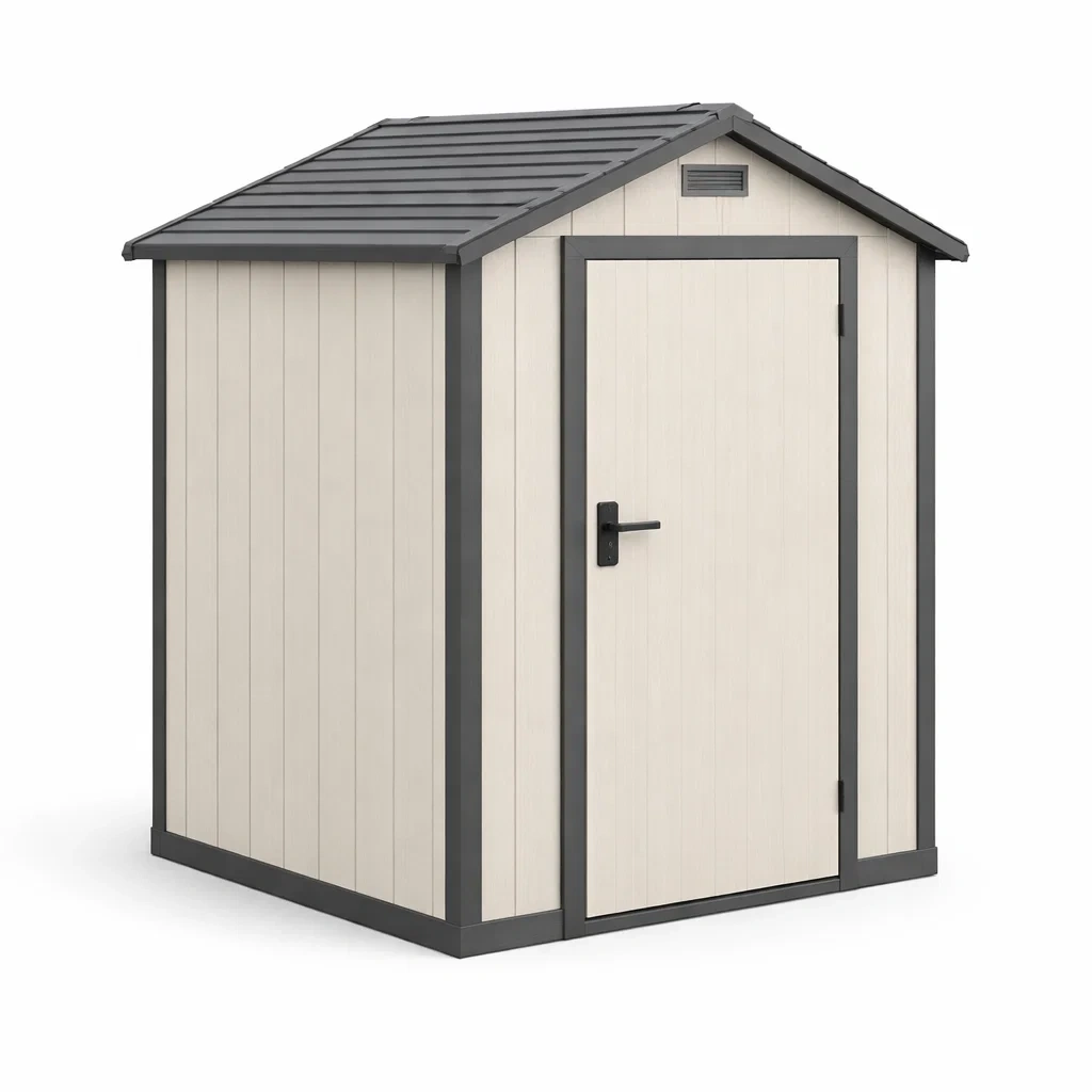 Gartenhaus aus Kunststoff Beige/Schwarz 185x152x226 cm-decofexa